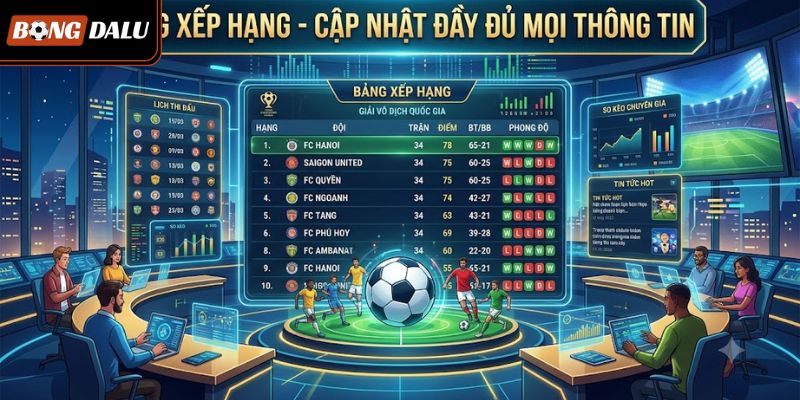 Bảng xếp hạng - Cập nhật đầy đủ mọi thông tin